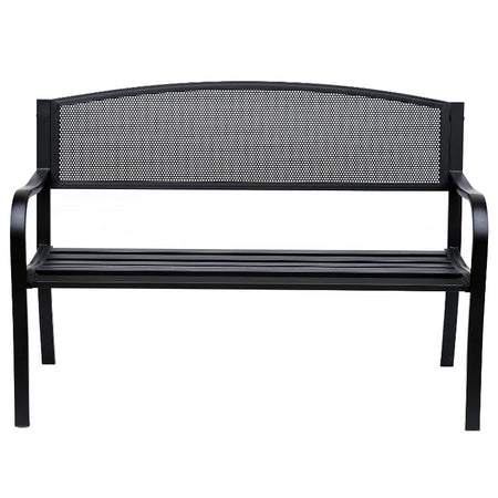 Panchina da Esterno Panca da Giardino Max 240kg Metallo 127 × 60 × 85cm Nero 84B-182BK
