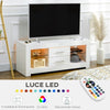 Mobile Porta TV  con Luci LED e Telecomando Legno e Vetro 120x40x51cm Bianco laccato F839-531V92WTA , soggiorno salotto nero marrone alto basso grigio cassetti design da terra parete grande tavolino ingresso moderno muro parete attrezzata sala