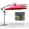 Ombrellone da Giardino a Braccio Ø3x2.4 m con Manovella e 8 Strisce LED a Energia Solare, Rosso scuro 84D-066WR