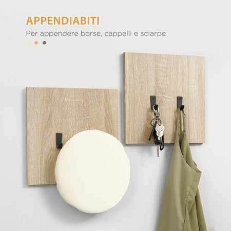Set Mobile da Ingresso con Attaccapanni, Scarpiera con Panca e Scaffale, Grigio e Naturale GY6837-255CGGY6