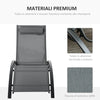 Sdraio da Giardino Reclinabile su 5 Livelli con Cuscino Rimovibile, Alluminio e Texteline, 171x64x82cm Grigio 84B-179V01CG
