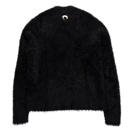 MARINE SERRE Wild Puffy Knit Crewneck Sweater in Black da uomo