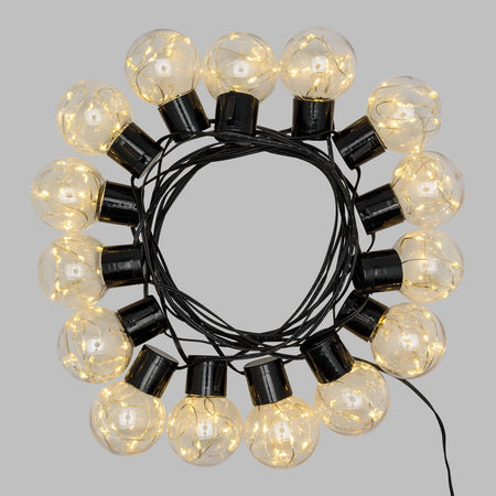 Catena solare 15 lampadine Ø 50 mm luce calda da esterno 6 mt