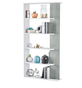 LIBRERIA ALIDA CM. 90X25X180H IN MELANINA COLORE BIANCO/ROVERE O BIANCO/CEMENTO