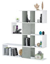 KIT LIBRERIA ZIG ZAG CM. 145X29X145H IN MELANINA BIANCO/ROVERE O BIANCO CEMENTO