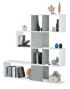 KIT LIBRERIA ZIG ZAG CM. 145X29X145H IN MELANINA BIANCO/ROVERE O BIANCO CEMENTO