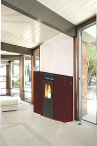STUFA A PELLET SLIM KW 10 CANALIZZATA COLORE BORDEAUX O BIANCA