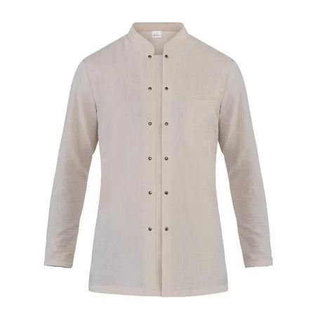 Giacca Alba Beige Giacca Cuoca Finto Lino No Stiro Traspirante