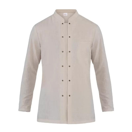 Giacca Alba Beige Giacca Cuoca Finto Lino No Stiro Traspirante