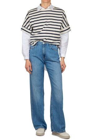 SOLOTRE Solotre - T-shirt - 450756 - Panna/Blu da donna