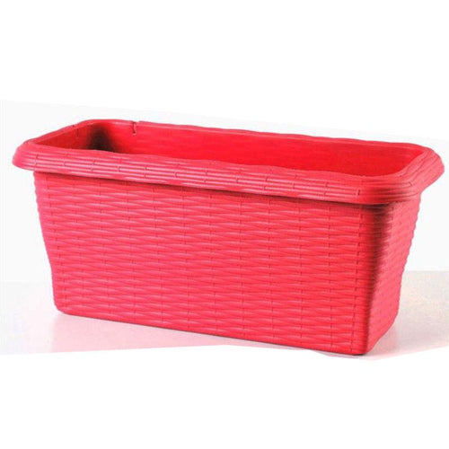 BALCONETTA VASO FIORIERA RETTANGOLARE PAGLIA IN PLASTICA CM. 40X20X17,5H