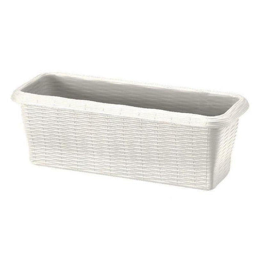 BALCONETTA VASO FIORIERA RETTANGOLARE PAGLIA IN PLASTICA CM. 40X20X17,5H