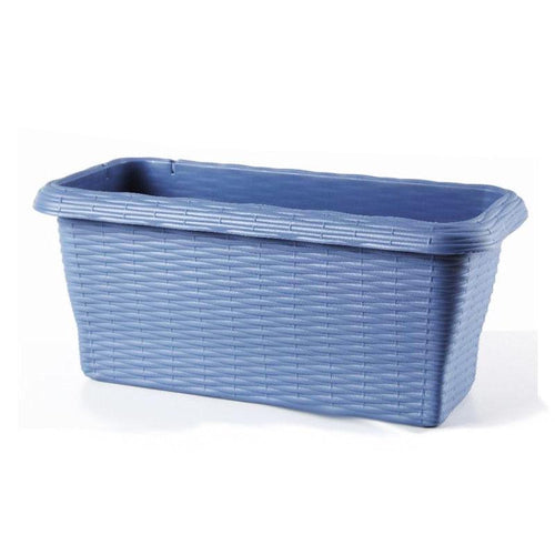 BALCONETTA VASO FIORIERA RETTANGOLARE PAGLIA IN PLASTICA CM. 40X20X17,5H