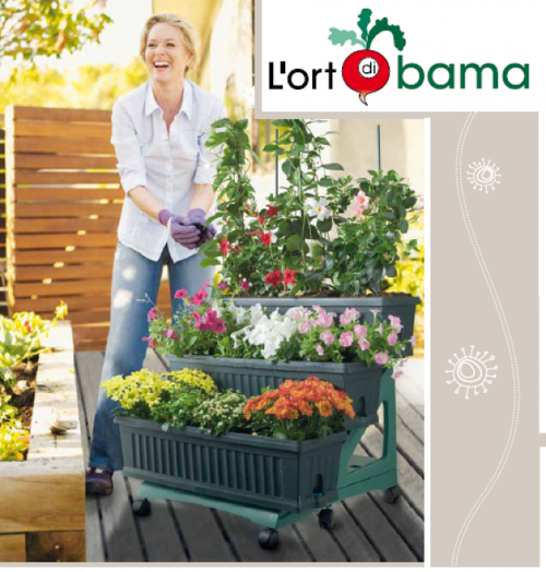 VASO FIORIERA ORTO DI BAMA KIT 3 FIORERE + CARRELLO