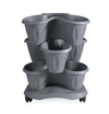 VASO FIORIERA TRIFOGLIO SET 3 PEZZI CON SOTTOVASO E RUOTE CM. 40x51H