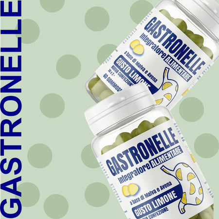 Gastronelle Integratore Alimentare per Gastrite e Reflusso - 60 Gommose Gusto Limone con Malva e Avena - Azione e Protettiva della Mucosa Gastrica