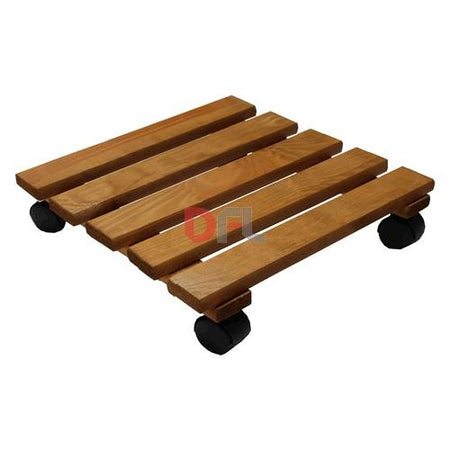 PEDANA SOTTOVASO CON RUOTE IN LEGNO CM.30X30 ARREDO GIARDINO