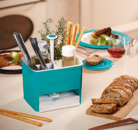 Porta tovaglioli Pronto-tavola con divisori per posate e bicchieri