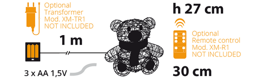 Orsetto "Teddy Bear" luminoso con led bianco freddo argento per interno