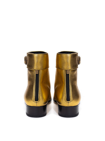 Saint Laurent Ankle Boot Oro in Pelle da donna