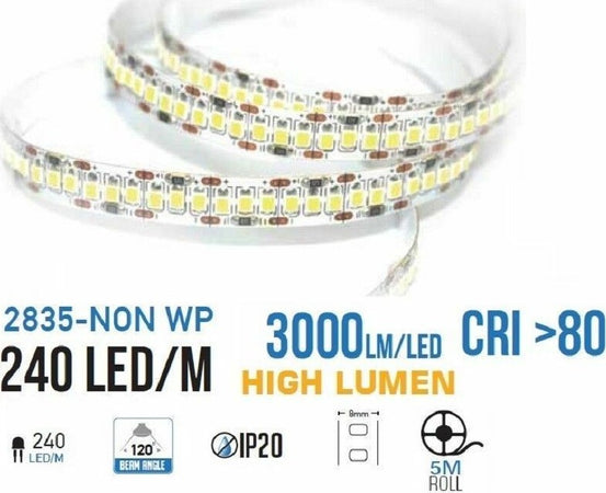 5mt 12V Striscia 1200 LED SMD2835 Strip Alta luminosita 15000 lumen 110w 240 led/mt Illuminazione/Illuminazione per interni/Illuminazione speciale/Nastri LED Zencoccostore - Formia, Commerciovirtuoso.it