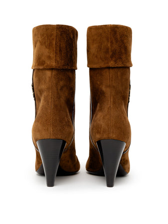 Saint Laurent Stivaletti Niki in Suede Tabacco da donna