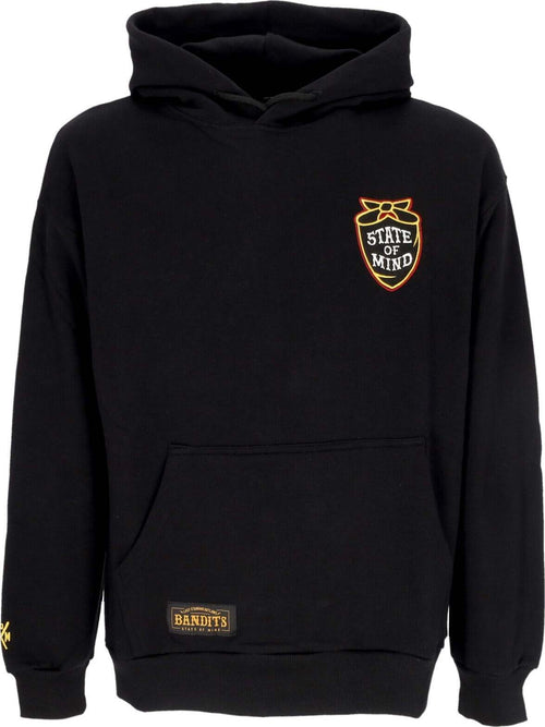 5TATE-OF-MIND-Felpa-Leggera-Cappuccio-Uomo-Bandits-Hoodie-Black-da-uomo