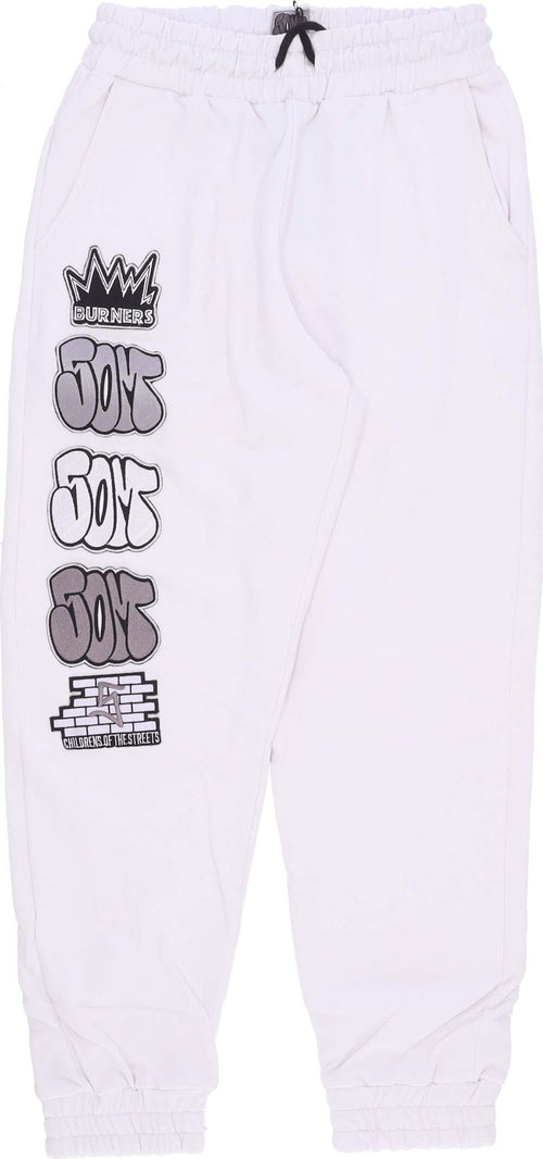 5TATE-OF-MIND-Pantalone-Tuta-Leggero-Uomo-Graffiti-Patch-Joggers-White-da-uomo