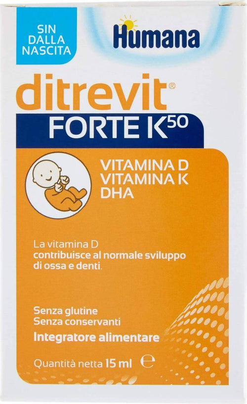 5x Humana Ditrevit Forte K50 Integratore Alimentare Per Bambini (15 Ml Ciascuno) Con Vitamine D E K E Dha Salute e cura della persona/Vitamine minerali e integratori/Multivitamine e minerali Sanitaria Gioia del Bimbo - Villa San Giovanni, Commerciovirtuoso.it