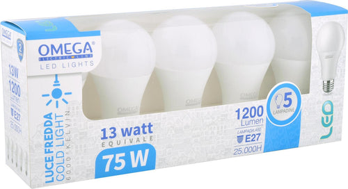 5x Lampadina Goccia Led A60-13W 6000K 1200 Lm E27 Pf>0,5, 25000 Ore. A+, Epistar Chip Inside - 2 Anni Di Garanzia Illuminazione/Lampadine/Lampadine a LED Non solo alimenti - Albano Laziale, Commerciovirtuoso.it