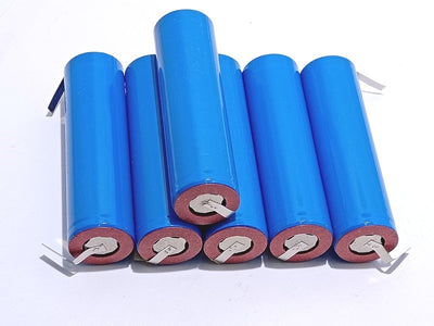6 Batterie 18650 2000mAh 3,7V Ricaricabile Litio Paglietta Linguette Saldabile Pacco