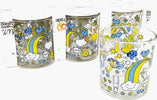 6-Bicchieri-Colorati-Sole-Luna-Arcobaleno-In-Vetro-Strisce-Da-Tavola-Made-Italy