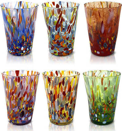 6 Bicchieri da BIBITA In Vetro di Murano Venezia Colorato Bicchiere con Murrine Design Stile CLASSIC Moderno Prodotto a Mano in Italia Casa e cucina/Stoviglie/Bicchieri e cristalli/Bicchieri da Long Drink Mazzega Art & Design - Murano, Commerciovirtuoso.it