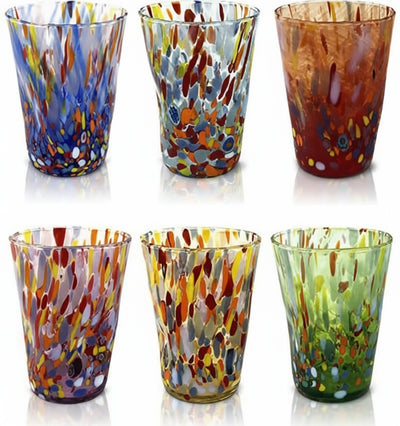 6 Bicchieri da BIBITA In Vetro di Murano Venezia Colorato Bicchiere con Murrine Design Stile CLASSIC Moderno Prodotto a Mano in Italia Casa e cucina/Stoviglie/Bicchieri e cristalli/Bicchieri da Long Drink Mazzega Art & Design - Murano, Commerciovirtuoso.it