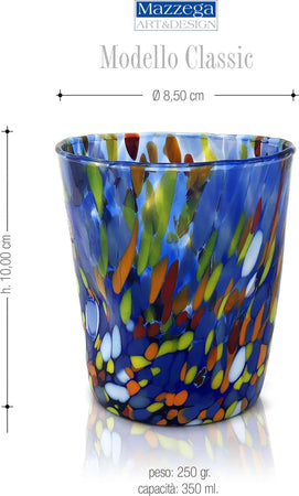 6 Bicchieri Tumbler In Vetro i Colori Di Murano Bicchiere Da Acqua Prodotto A Mano In Italia Tumble-clas-mix Con Scatola Regalo Casa e cucina/Stoviglie/Bicchieri e cristalli/Tumbler Mazzega Art & Design - Murano, Commerciovirtuoso.it