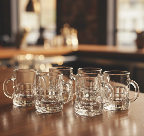 6 Bicchierini Da Liquore Mini Boccale Cicchetto Shot Rum Vodka In Vetro Chupitos