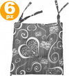 6-Coprisedia-Cuscini-Cuori-Grigio-Con-2-Laccetti-Lacci-Cuscino-Sedie-Imbottito