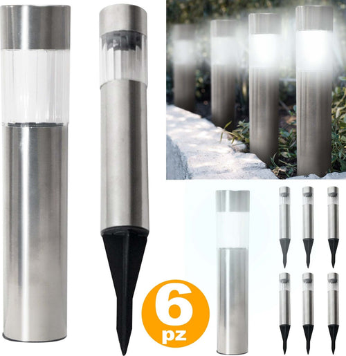 6 LAMPADE GIARDINO RICARICA SOLARE PALETTI SOLARI TECNOLOGIA 1LED LUCE BIANCA Illuminazione/Illuminazione per esterni/Luci per sentieri Trade Shop italia - Napoli, Commerciovirtuoso.it