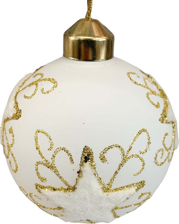 6 Palline per albero di natale in vetro Bianco con stella pelosa da Ø 8 cm pendaglio decorato Casa e cucina/Decorazioni per interni/Addobbi e decorazioni per ricorrenze/Decorazioni natalizie/Addobbi e decorazioni/Palle e palline MagiediNatale.it - Altamura, Commerciovirtuoso.it