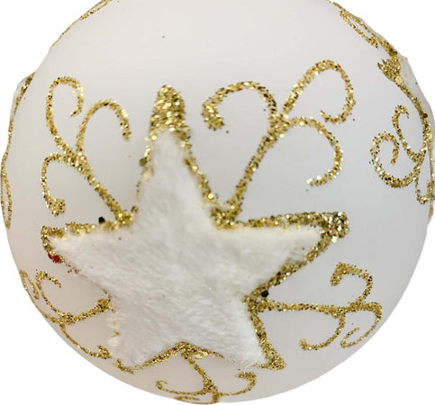 6 Palline per albero di natale in vetro Bianco con stella pelosa da Ø 8 cm pendaglio decorato Casa e cucina/Decorazioni per interni/Addobbi e decorazioni per ricorrenze/Decorazioni natalizie/Addobbi e decorazioni/Palle e palline MagiediNatale.it - Altamura, Commerciovirtuoso.it