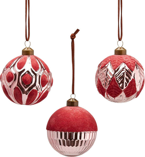 6 palline per albero di natale in vetro con velluto Rosa e Rosso da Ø 8 cm Casa e cucina/Decorazioni per interni/Addobbi e decorazioni per ricorrenze/Decorazioni natalizie/Addobbi e decorazioni/Palle e palline MagiediNatale.it - Altamura, Commerciovirtuoso.it