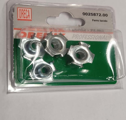 6-PEZZI---FONDELLI-FILETTATI-A-4-PUNTE-PER-INCASTRO---FILETTO-INTERNO-M8---FERRO-LUCIDO