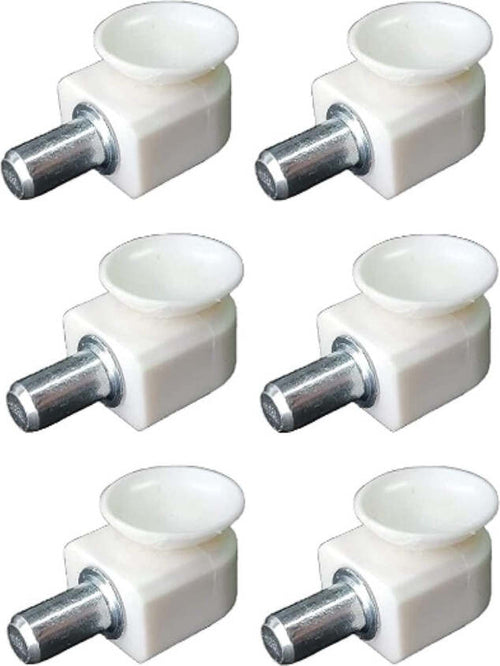 6-PEZZI---SUPPORTO-REGGIPIANO-CON-VENTOSA-IN-PLASTICA-BIANCA-13x15MM---CON-PERNO-DA-AVVITARE-IN-ACCIAIO-Ø5MM
