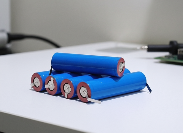 6 Batterie 18650 Ricaricabile Litio 2200mAh 3,7V Lamelle terminali Paglietta Linguette Saldabili