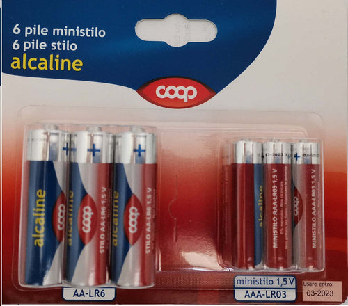 6 pile ministilo e 6 pile stilo Alcaline Coop Elettronica/Pile e caricabatterie/Pile monouso Scontolo.net - Potenza, Commerciovirtuoso.it