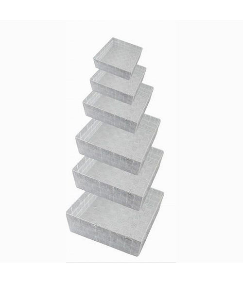 6 Pz Scatola In Tessuto Contenitori Organizer Bagno Armadio Grigio Chiaro 79072