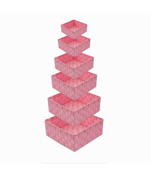 6 Pz Scatola Tessuto Contenitori Organizer Bagno Armadi Porta Oggetti Rosa 79077
