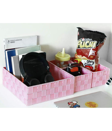 6 Pz Scatola Tessuto Contenitori Organizer Bagno Armadi Porta Oggetti Rosa 79077