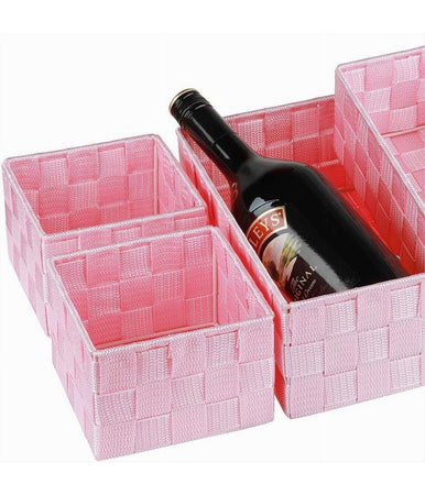 6 Pz Scatola Tessuto Contenitori Organizer Bagno Armadi Porta Oggetti Rosa 79077