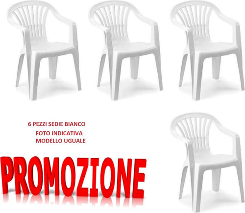 6-SEDIE-IN-PLASTICA-GIARDINO-CON-BRACCIOLI---COLORE-BIANCO